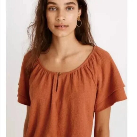Madewell Texture & Thread Tiered-Sleeve Top Size Small - Picture 2 of 11